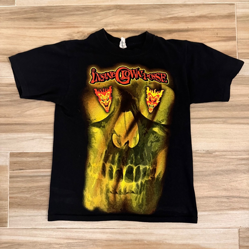 Insane Clown Posse ICP Skull Flaming Logo Black Graphic T-Shirt Small Anvil
